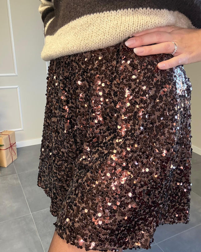 SHORTS PAILLETTES MARRONE