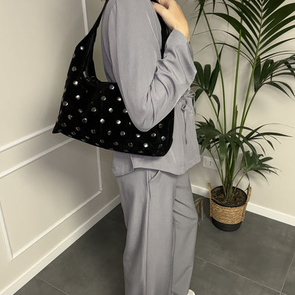 BORSA IN SUEDE CON BORCHIE
