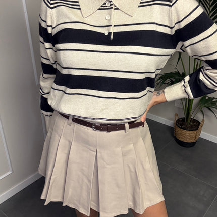 POLO A RIGHE PANNA/BLU