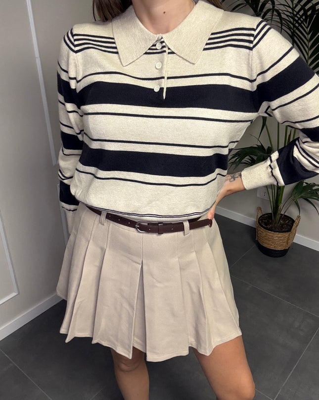 POLO A RIGHE PANNA/BLU