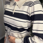 Righe panna/blu / Taglia unica