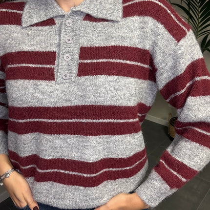 POLO PESANTE GRIGIO/BORDEAUX