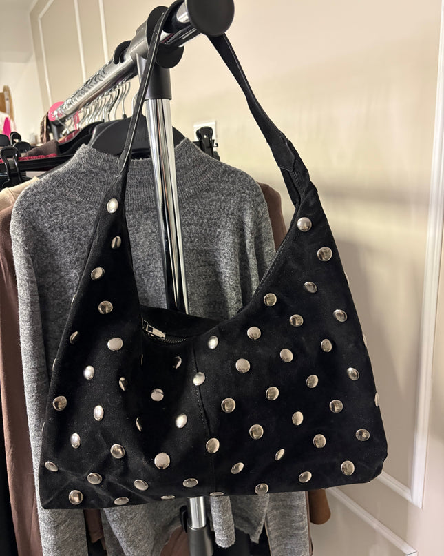 BORSA IN SUEDE CON BORCHIE