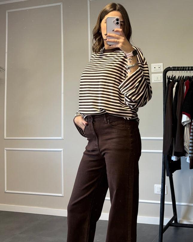 PANTALONE MARRONE PIEGONE