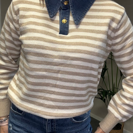 MAGLIONE COLLETTO DENIM