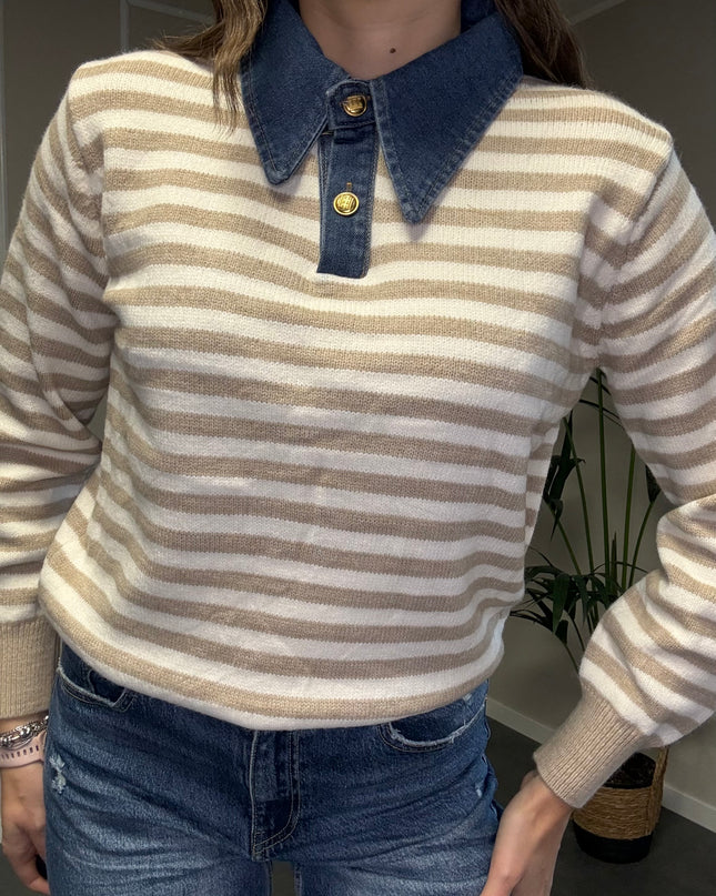 MAGLIONE COLLETTO DENIM