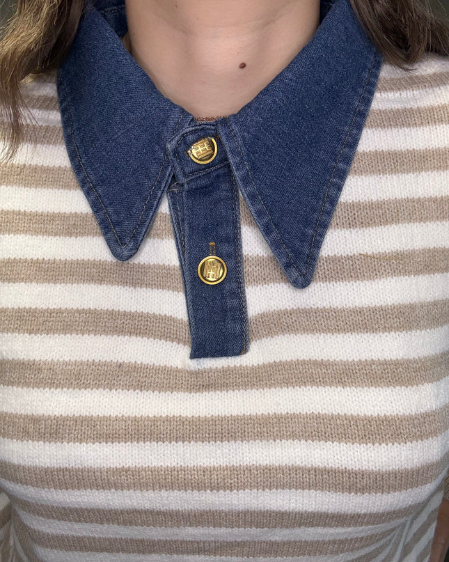 MAGLIONE COLLETTO DENIM